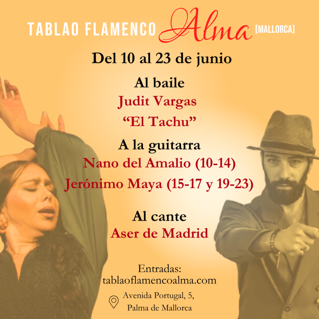 Jerónimo maya, El tachu y Judit Vargas en Tablao Flamenco Alma en Mallorca